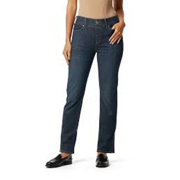 Levi Strauss Signature Womens Shaping Perfect Pull On Straight Jeans Blue Sz 10 - Picture 1 of 1